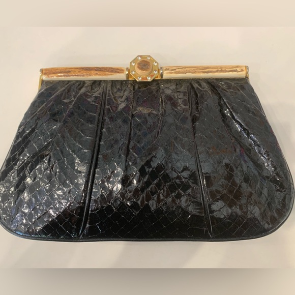 Finesse LaModel Black Snakeskin Antler Purse - Picture 2 of 8
